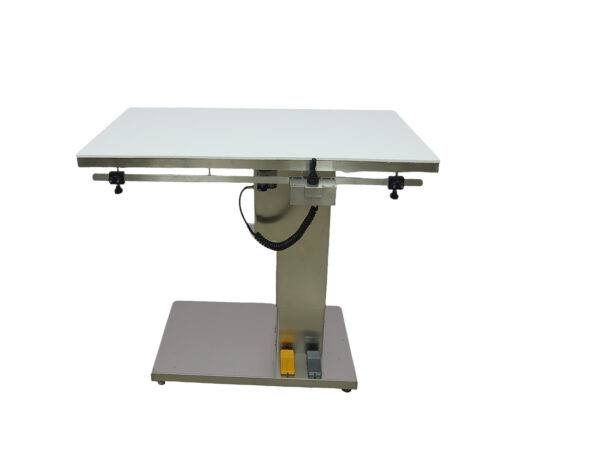 Electric single column veterinary surgery table with rolling acrylic top for C-armX-ray examination